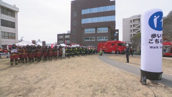 岡山理科大学で特別消防訓練　山林火災の教訓を継承